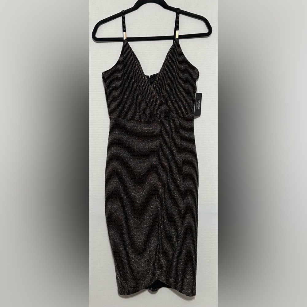 NWT - GUESS Shimmering Black and Gold Mini Dress